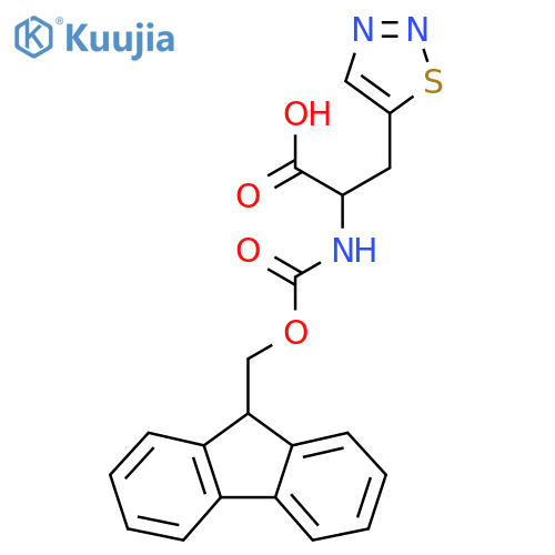2-({(9H-fluoren-9-yl)methoxycarbonyl}amino)-3-(1,2,3-thiadiazol-5-yl)propanoic acid structure