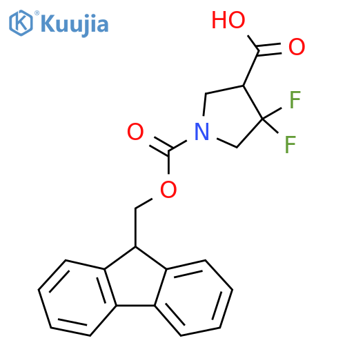 1-{(9H-fluoren-9-yl)methoxycarbonyl}-4,4-difluoropyrrolidine-3-carboxylic acid structure