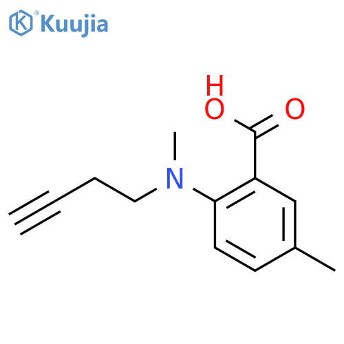 2-(but-3-yn-1-yl)(methyl)amino-5-methylbenzoic acid structure