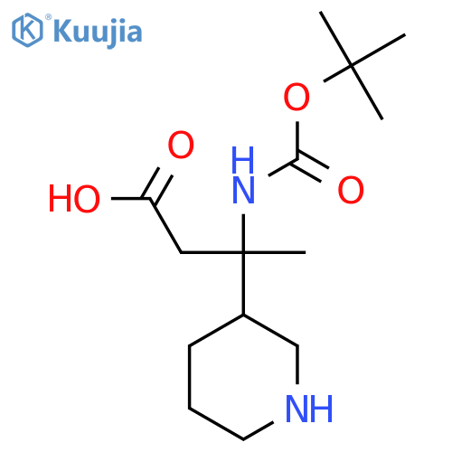 3-{(tert-butoxy)carbonylamino}-3-(piperidin-3-yl)butanoic acid structure
