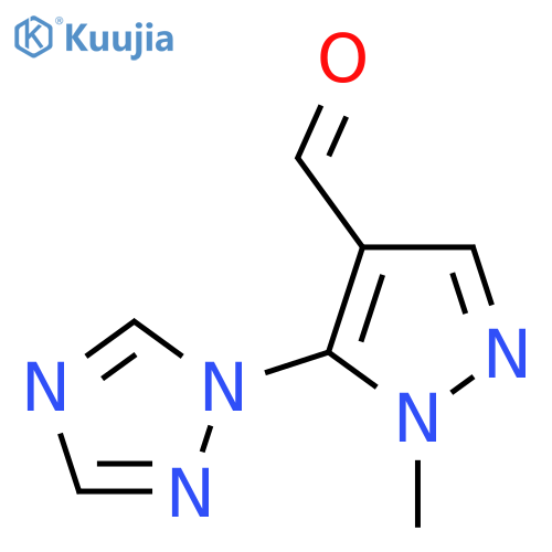 1-methyl-5-(1H-1,2,4-triazol-1-yl)-1H-pyrazole-4-carbaldehyde structure