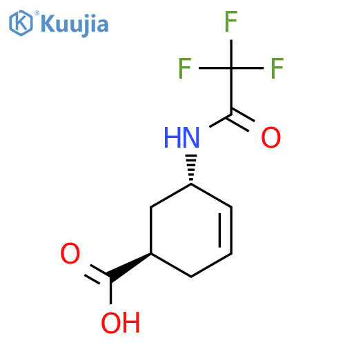 rac-(1R,5S)-5-(trifluoroacetamido)cyclohex-3-ene-1-carboxylic acid structure
