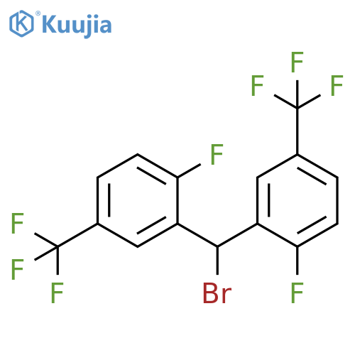 2-{Bromo-[2-fluoro-5-(trifluoromethyl)phenyl]methyl}-1-fluoro-4-(trifluoromethyl)benzene structure