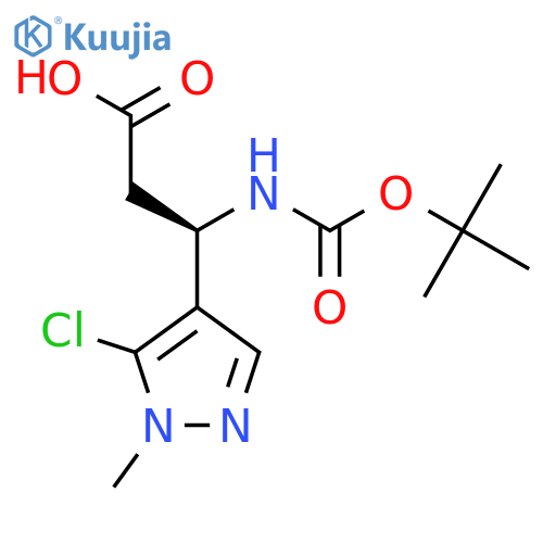 (3R)-3-{(tert-butoxy)carbonylamino}-3-(5-chloro-1-methyl-1H-pyrazol-4-yl)propanoic acid structure