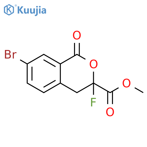 methyl 7-bromo-3-fluoro-1-oxo-3,4-dihydro-1H-2-benzopyran-3-carboxylate structure