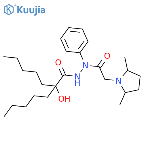 1-Pyrrolidineacetic acid, 2,5-dimethyl-, 2-(2-hydroxy-1-oxo-2-pentylheptyl)-1-phenylhydrazide structure