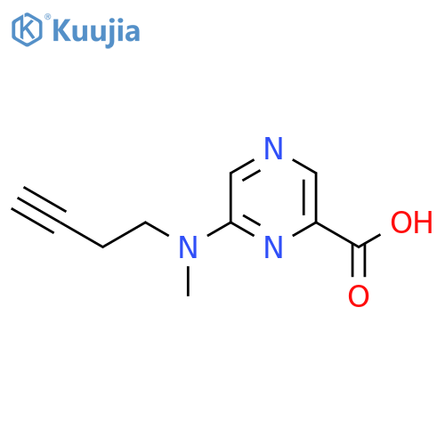 6-(but-3-yn-1-yl)(methyl)aminopyrazine-2-carboxylic acid structure