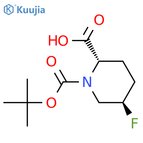 (2S,5R)-1-[(tert-butoxy)carbonyl]-5-fluoropiperidine-2-carboxylic acid structure
