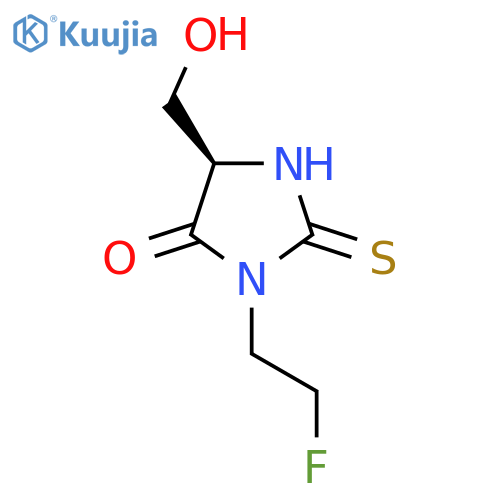 (5R)-3-(2-fluoroethyl)-5-(hydroxymethyl)-2-sulfanylideneimidazolidin-4-one structure