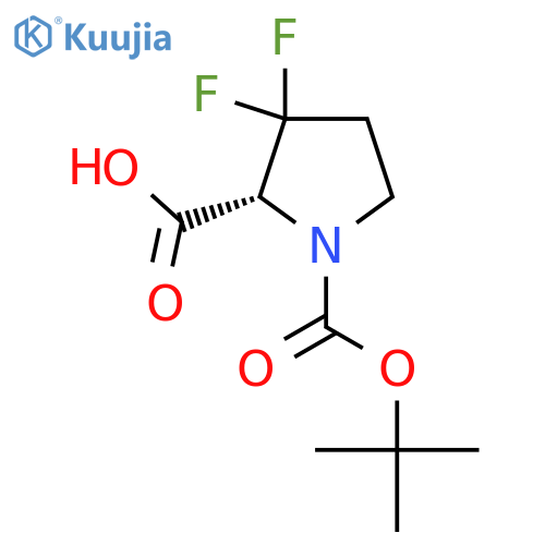 (2R)-1-[(tert-Butoxy)carbonyl]-3,3-difluoropyrrolidine-2-carboxylic acid structure