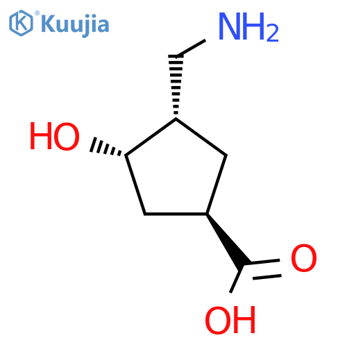 rac-(1R,3S,4S)-3-(aminomethyl)-4-hydroxycyclopentane-1-carboxylic acid structure