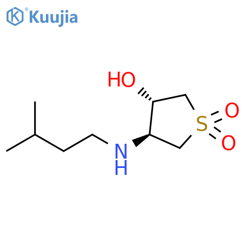 trans-3-hydroxy-4-(3-methylbutyl)amino-1lambda6-thiolane-1,1-dione structure