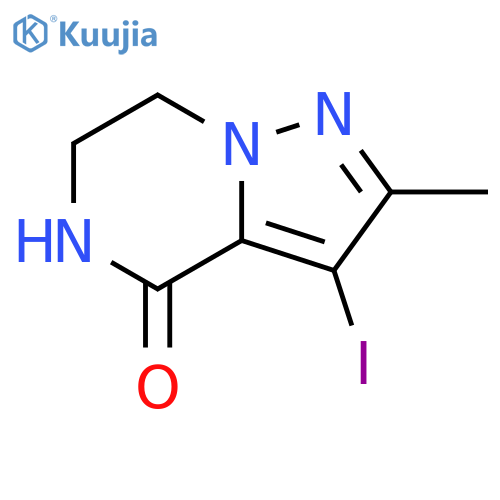 3-iodo-2-methyl-4H,5H,6H,7H-pyrazolo[1,5-a]pyrazin-4-one structure
