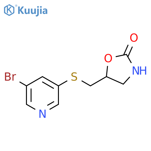 5-{(5-bromopyridin-3-yl)sulfanylmethyl}-1,3-oxazolidin-2-one structure