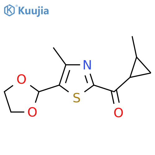 5-(1,3-dioxolan-2-yl)-4-methyl-2-(2-methylcyclopropanecarbonyl)-1,3-thiazole structure