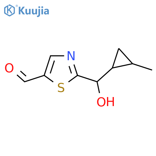2-hydroxy(2-methylcyclopropyl)methyl-1,3-thiazole-5-carbaldehyde structure