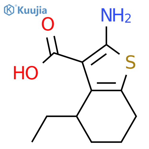 2-amino-4-ethyl-4,5,6,7-tetrahydro-1-benzothiophene-3-carboxylic acid structure