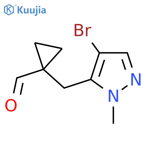 1-(4-bromo-1-methyl-1H-pyrazol-5-yl)methylcyclopropane-1-carbaldehyde structure