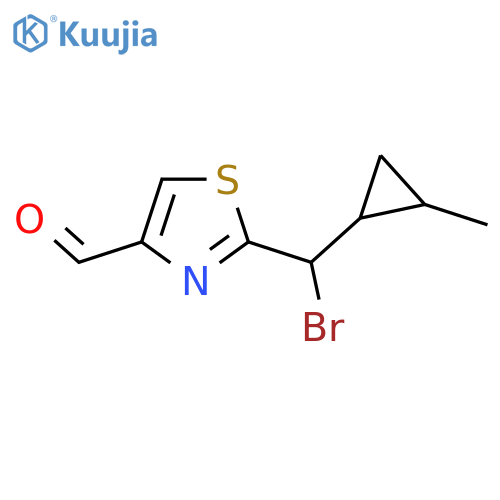 2-bromo(2-methylcyclopropyl)methyl-1,3-thiazole-4-carbaldehyde structure