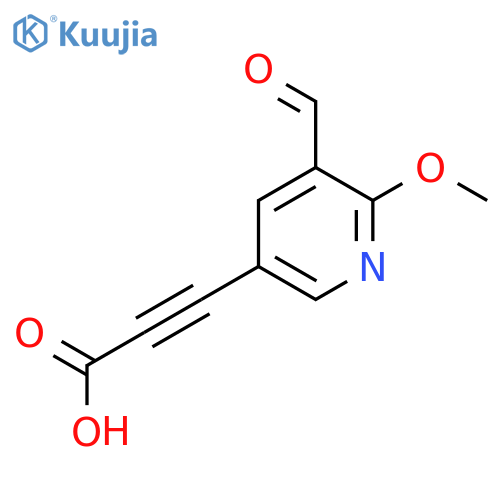 3-(5-formyl-6-methoxypyridin-3-yl)prop-2-ynoic acid structure