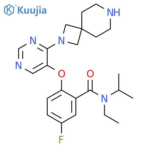 2-((4-(2,7-Diazaspiro[3.5]nonan-2-yl)pyrimidin-5-yl)oxy)-N-ethyl-5-fluoro-N-isopropylbenzamide structure