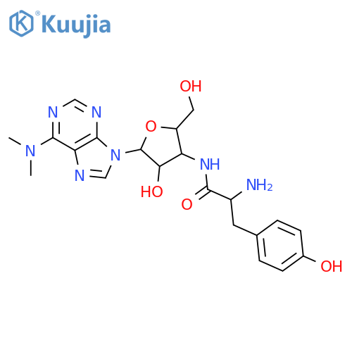 Adenosine,3'-[[2-amino-3-(4-hydroxyphenyl)-1-oxopropyl]amino]-3'-deoxy-N,N-dimethyl-(9CI) structure