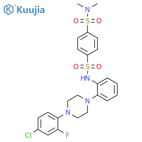 N1-(2-(4-(4-chloro-2-fluorophenyl)piperazin-1-yl)phenyl)-N4,N4-dimethylbenzene-1,4-disulfonamide structure