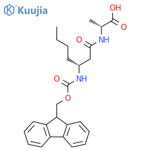 (2R)-2-(3R)-3-({(9H-fluoren-9-yl)methoxycarbonyl}amino)heptanamidopropanoic acid structure