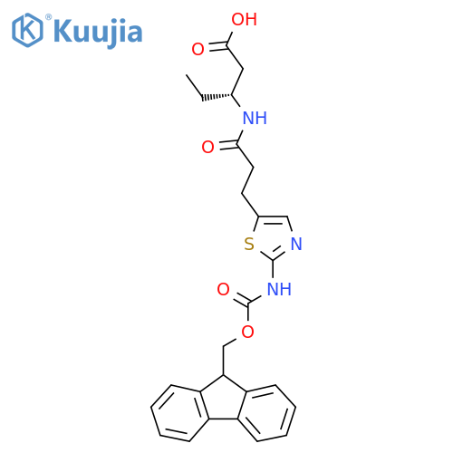 (3R)-3-{3-2-({(9H-fluoren-9-yl)methoxycarbonyl}amino)-1,3-thiazol-5-ylpropanamido}pentanoic acid structure