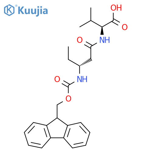 (2S)-2-(3R)-3-({(9H-fluoren-9-yl)methoxycarbonyl}amino)pentanamido-3-methylbutanoic acid structure