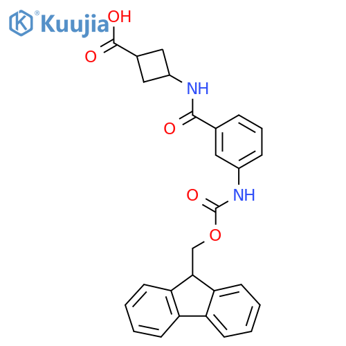 (1r,3r)-3-3-({(9H-fluoren-9-yl)methoxycarbonyl}amino)benzamidocyclobutane-1-carboxylic acid structure