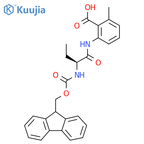 2-(2S)-2-({(9H-fluoren-9-yl)methoxycarbonyl}amino)butanamido-6-methylbenzoic acid structure