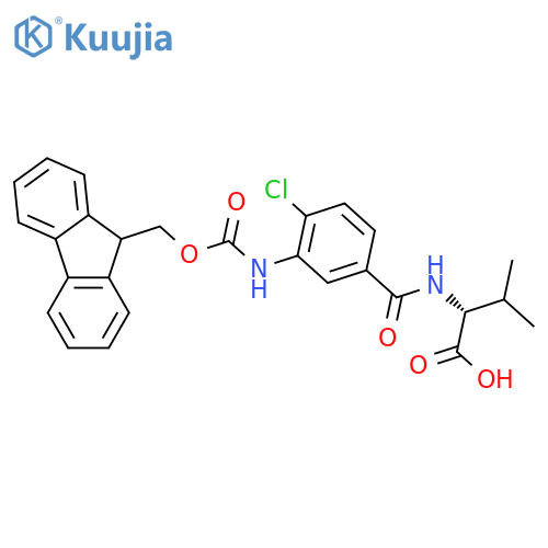 (2R)-2-{4-chloro-3-({(9H-fluoren-9-yl)methoxycarbonyl}amino)phenylformamido}-3-methylbutanoic acid structure