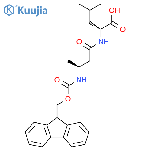 (2R)-2-(3S)-3-({(9H-fluoren-9-yl)methoxycarbonyl}amino)butanamido-4-methylpentanoic acid structure