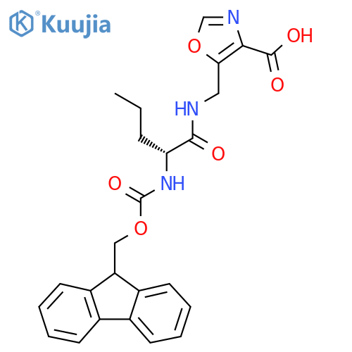 5-{(2R)-2-({(9H-fluoren-9-yl)methoxycarbonyl}amino)pentanamidomethyl}-1,3-oxazole-4-carboxylic acid structure