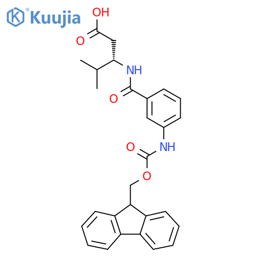 (3S)-3-{3-({(9H-fluoren-9-yl)methoxycarbonyl}amino)phenylformamido}-4-methylpentanoic acid structure
