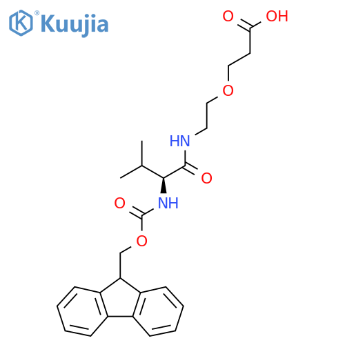 3-{2-(2S)-2-({(9H-fluoren-9-yl)methoxycarbonyl}amino)-3-methylbutanamidoethoxy}propanoic acid structure