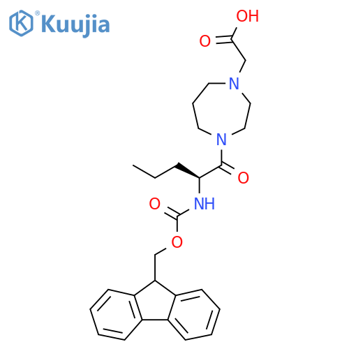 2-{4-(2S)-2-({(9H-fluoren-9-yl)methoxycarbonyl}amino)pentanoyl-1,4-diazepan-1-yl}acetic acid structure