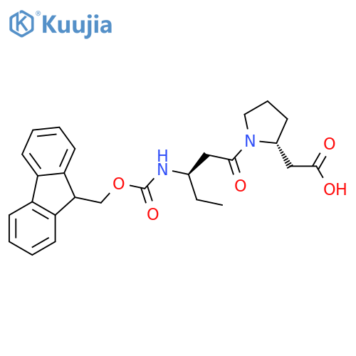 2-(2R)-1-(3R)-3-({(9H-fluoren-9-yl)methoxycarbonyl}amino)pentanoylpyrrolidin-2-ylacetic acid structure
