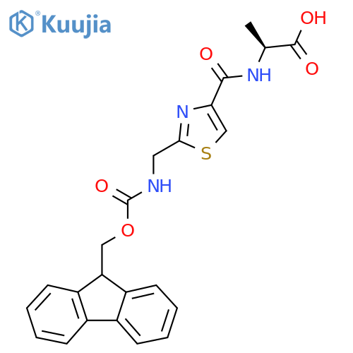 (2S)-2-({2-({(9H-fluoren-9-yl)methoxycarbonyl}amino)methyl-1,3-thiazol-4-yl}formamido)propanoic acid structure