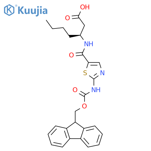 (3S)-3-{2-({(9H-fluoren-9-yl)methoxycarbonyl}amino)-1,3-thiazol-5-ylformamido}heptanoic acid structure