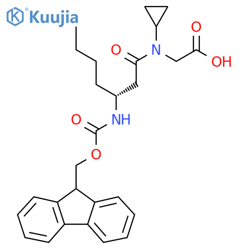 2-(3R)-N-cyclopropyl-3-({(9H-fluoren-9-yl)methoxycarbonyl}amino)heptanamidoacetic acid structure