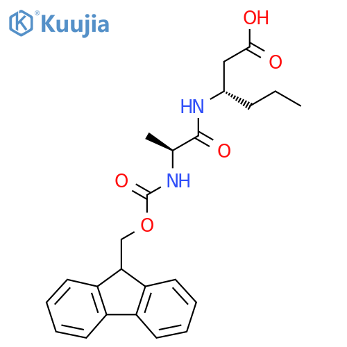 (3S)-3-(2S)-2-({(9H-fluoren-9-yl)methoxycarbonyl}amino)propanamidohexanoic acid structure