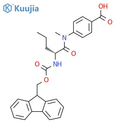 4-(2R)-2-({(9H-fluoren-9-yl)methoxycarbonyl}amino)-N-methylpentanamidobenzoic acid structure