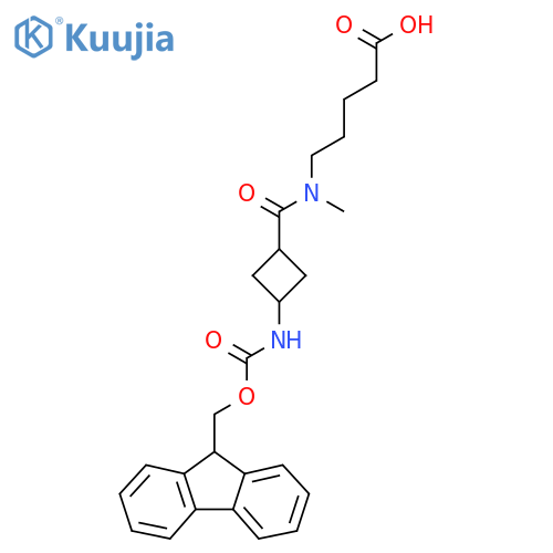 5-{N-methyl-1-(1s,3s)-3-({(9H-fluoren-9-yl)methoxycarbonyl}amino)cyclobutylformamido}pentanoic acid structure