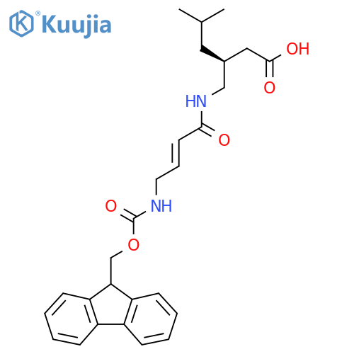 (3S)-3-{4-({(9H-fluoren-9-yl)methoxycarbonyl}amino)but-2-enamidomethyl}-5-methylhexanoic acid structure