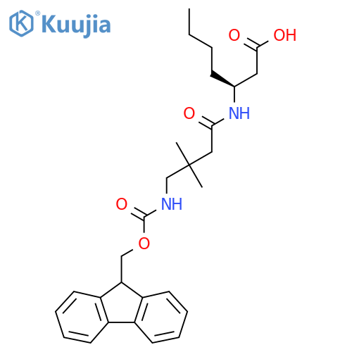 (3S)-3-4-({(9H-fluoren-9-yl)methoxycarbonyl}amino)-3,3-dimethylbutanamidoheptanoic acid structure