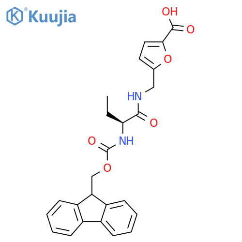 5-{(2S)-2-({(9H-fluoren-9-yl)methoxycarbonyl}amino)butanamidomethyl}furan-2-carboxylic acid structure