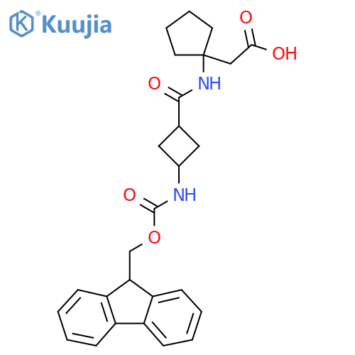 2-{1-(1s,3s)-3-({(9H-fluoren-9-yl)methoxycarbonyl}amino)cyclobutaneamidocyclopentyl}acetic acid structure