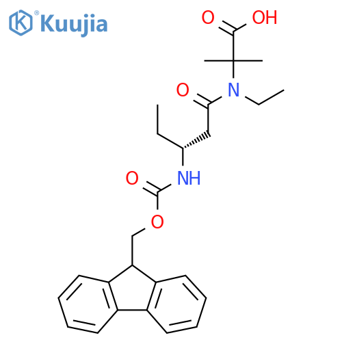 2-(3R)-N-ethyl-3-({(9H-fluoren-9-yl)methoxycarbonyl}amino)pentanamido-2-methylpropanoic acid structure